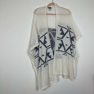 Rebecca Elliot Crochet Knit Dolman Sleeved Cardigan Kimono Aztec Print one size